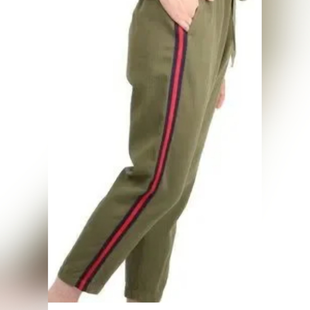 Pure Navy Olive Green Side Stripe Utility Joggers – Cotton Tencel Blend – Size 6